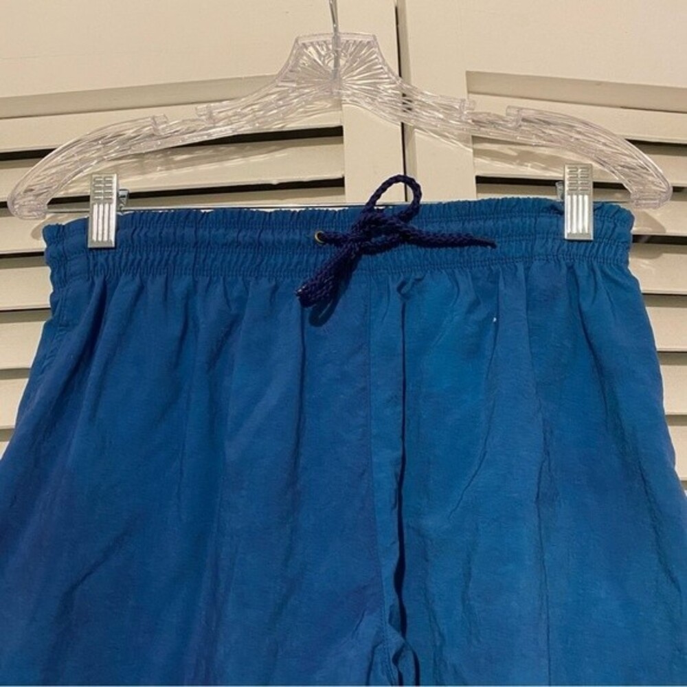 Vintage Side1 Size Small 100% Nylon 80s Teal Blue Shorts Swim Trunks - Picture 3 of 8